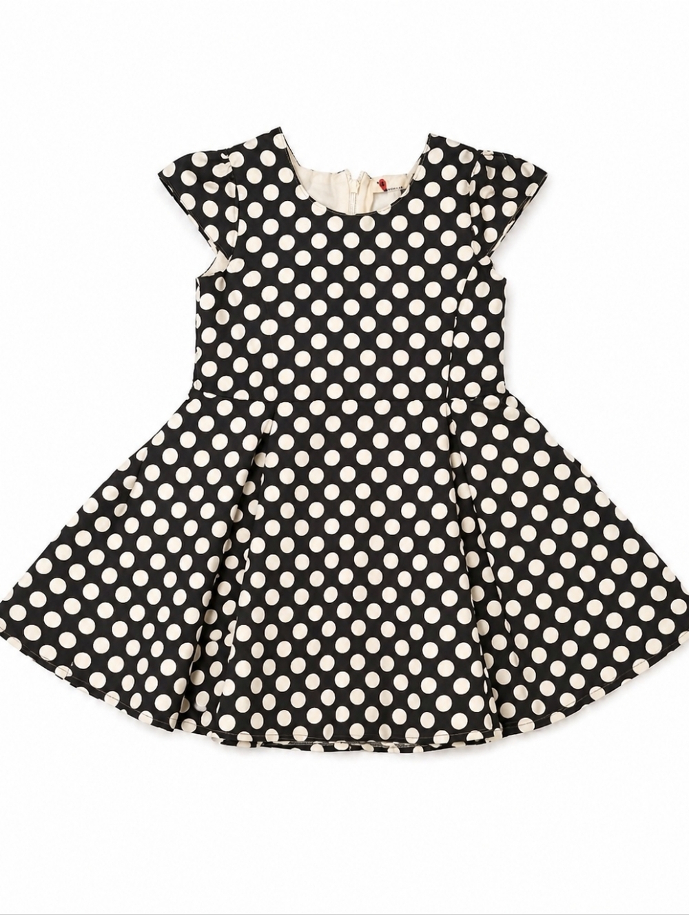 Ottega Bambini Girls Black and White Polka Dot Fit-and-Flare Dress Size: 3T
